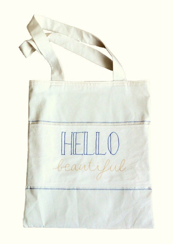 Tote bag "hello beautiful" - grocery bag - book bag