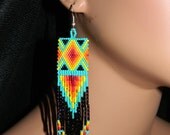 Native American Beautiful "Southwest Colors" Dangle Beaded Earrings