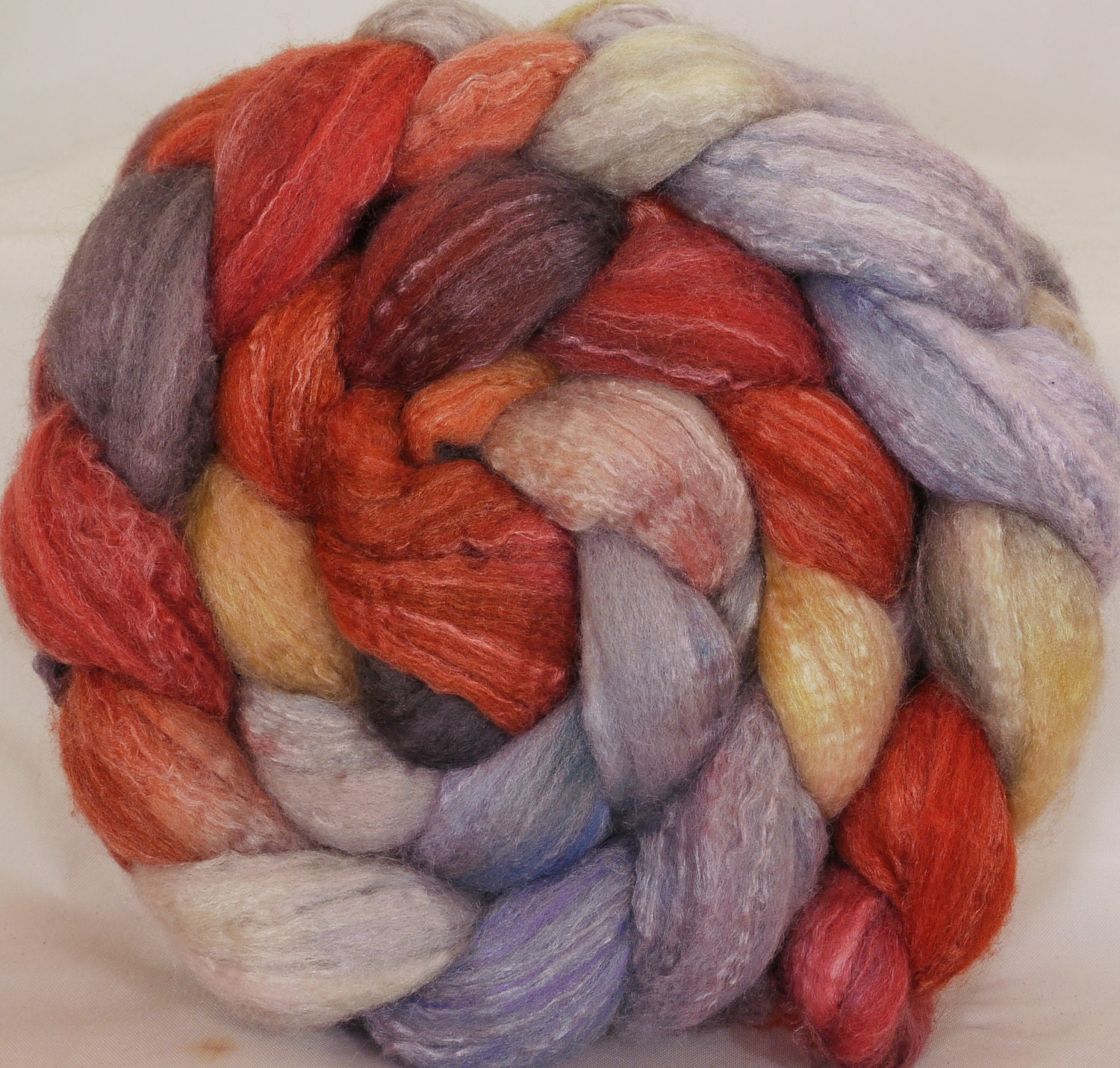 Hand dyed merino/ bamboo/ tussah silk top for spinning    - (4.7 oz.) merino/ bamboo/silk ( 50/25/25)