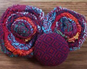 Women's Wrap Scrap Hair Clip,  Made from Upcycled Girasol Double Rainbow RR Rojo DW