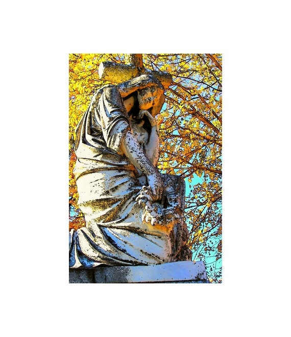 Virginia Fine Art Print, Pensive Thinker, Victorian Angel Print, Gothic Dark Art, 4x6 Cemetery Fine Art, Ready to Frame