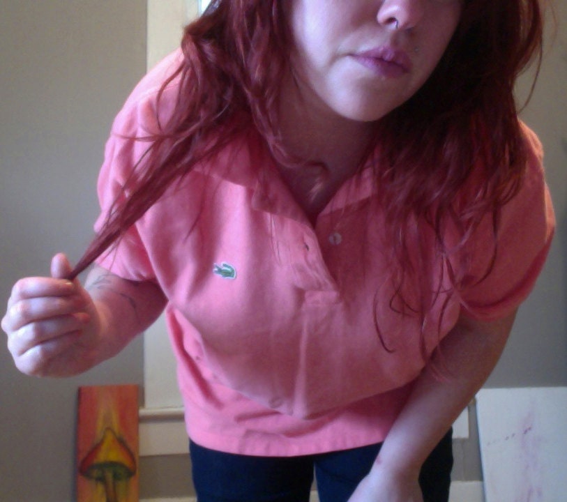 Coral Lacoste collared shirt