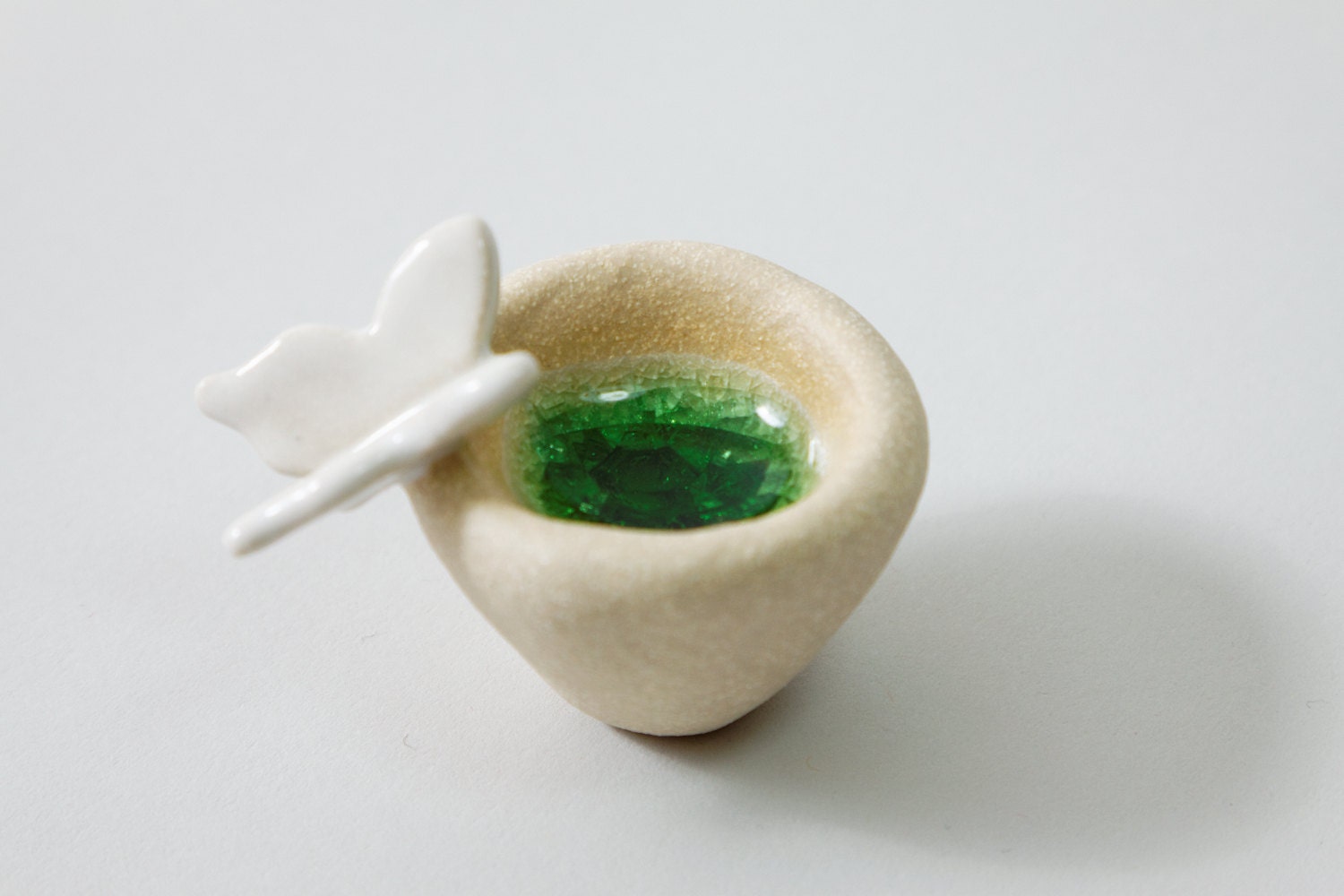 Emerald Green Butterfly Cup Group of Four Modern Ceramic Art Sculpture Home Decor Decoration Living Room Bedroom For Her and Him