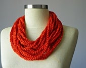 Infinity chain scarf, fiber necklace, orange circle scarf, spring and summer fashion, women accessories, chunky loop scarf