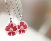 Real Flowers Earrings - Red handmade resin flower earrings jewelry - Vervain Verbena hybrida