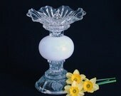 Home decor glass art.  Assembled sculpture.  Glass totem.  Candleholder.  "The Eva" made with repurposed upcycled glass.