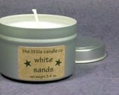 Soy Candle Tin // White Sands // Hand Poured Scented Soy Wax Candle // Primitive Home Decor