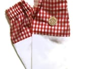 Fabric Plastic Bag Holder- Grocery Bag Holder-Red and White Check-Italian Kitchen