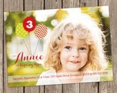 Full Photo Balloon Birthday Party Invitation Digital Printable, any color any age