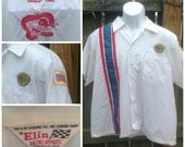 VINTAGE 1960s-70s Men's Embroidered Dragon - American Legion Uniform/Bowling Shirt - Shanghai China - Elin Racing Apparel - rockabilly - mod