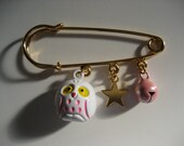 Little white owl brooch