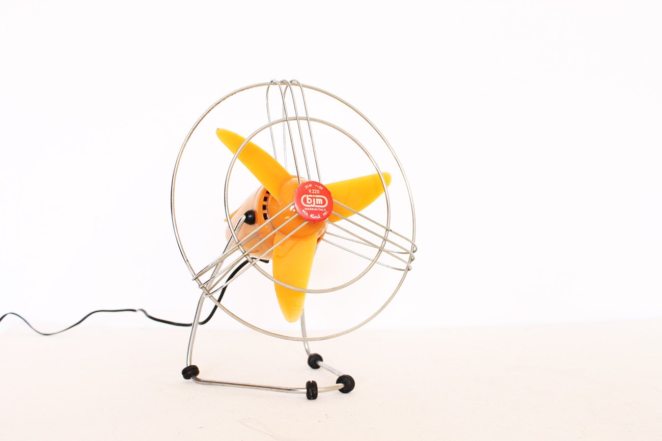 Vintage retro tangerine tango orange 50s fan by bjm home decor