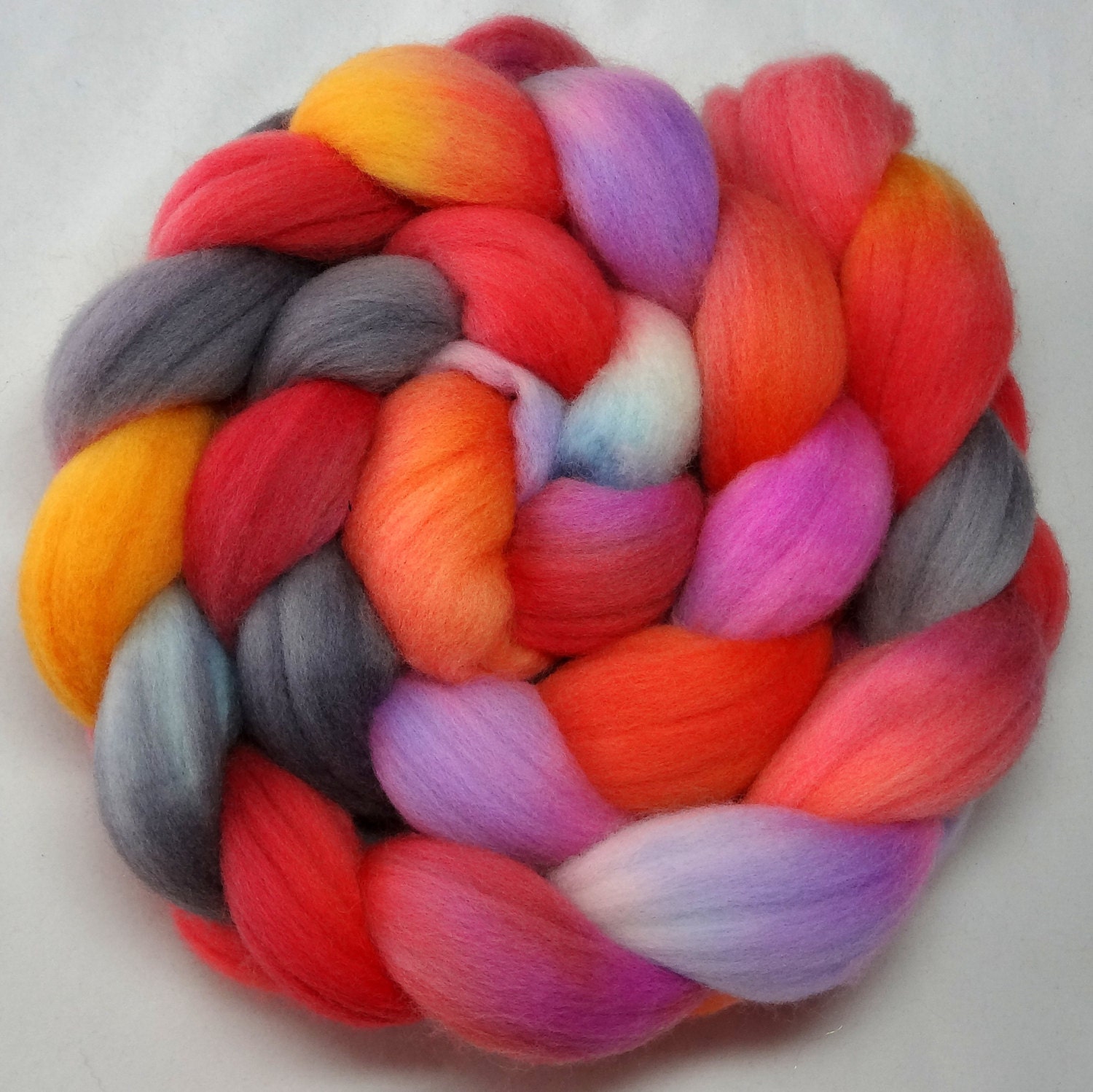 Hand Dyed Spinning Fiber Polwarth Combed Top (Roving) 4 oz. Winter Sunrise 120112
