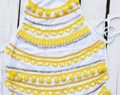 Sunshine Yellow & White Vintage Trim Apron