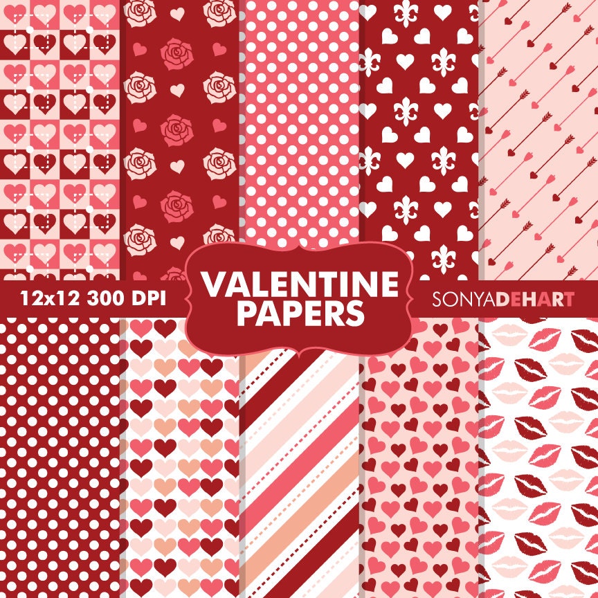 50% Off SALE Digital Papers Valentine's Day Pattern's Instant Download Il_170x135