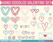 50% Off SALE Clip Art Valentine's Day Doodle Clipart Doodles Set Instant Download Il_170x135