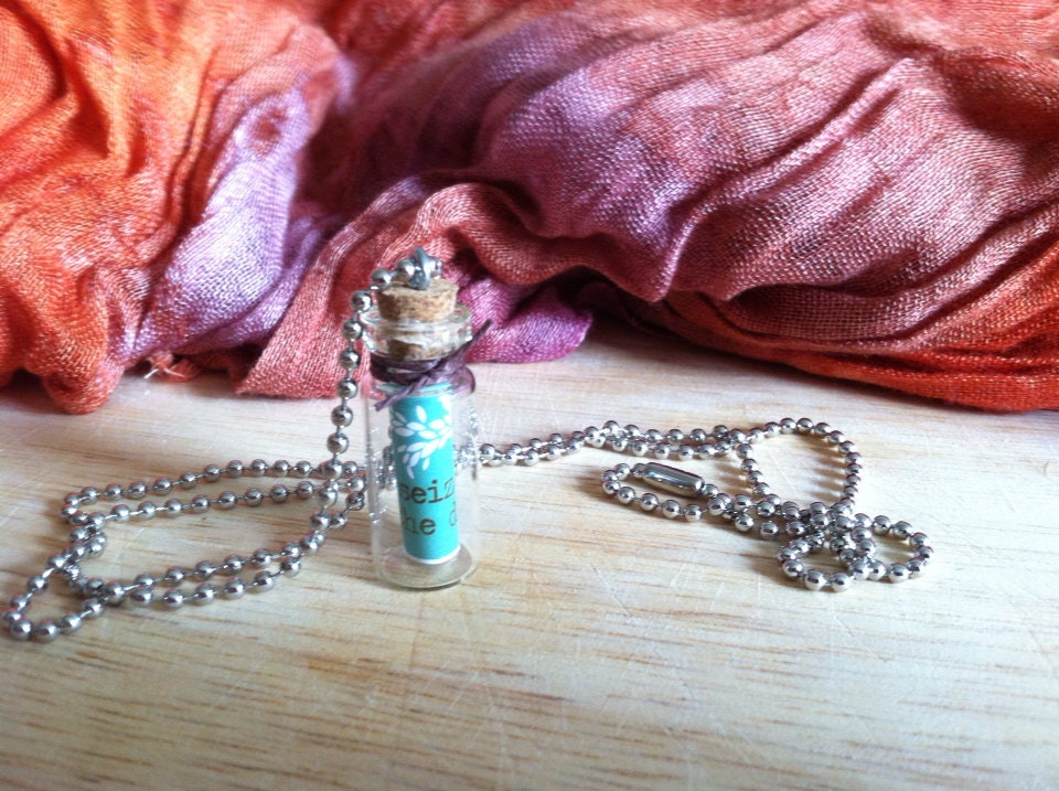 Mini Glass Bottle Pendant Necklace Seize the Day Quote
