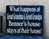 What happens at - Grand parents - Sign - Wooden