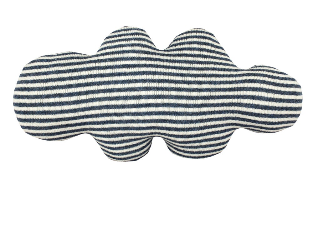 CLOUD shaped pillow - white and blue or grey stripes