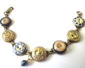 NAVAL ACADEMY, NAVY antique button bracelet. 1800s buttons, Blue & Gold. One of a kind