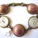 Antique button bracelet, pink/gold glass & mother-of-pearl shell buttons