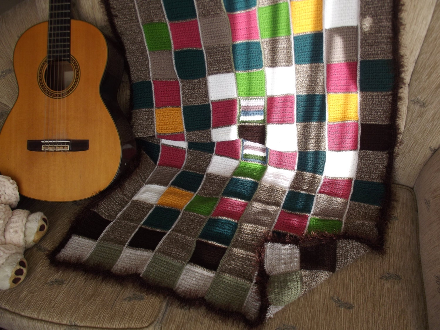CUTE SQUARES - Crochet Blanket / Throw Blanket / Lap Blanket / Multicolor Blanket / Small Blanket / OOAK