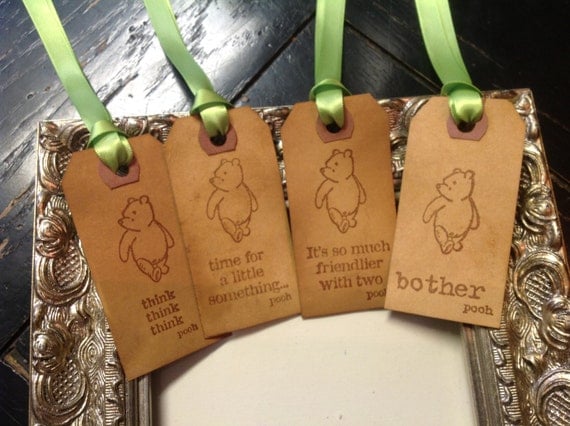 Buy gift tags and quotes - Winnie the Pooh Thank you gift tags-Pooh quotes-Hand dyed tags-Classic pooh wish tree tags-set of 8