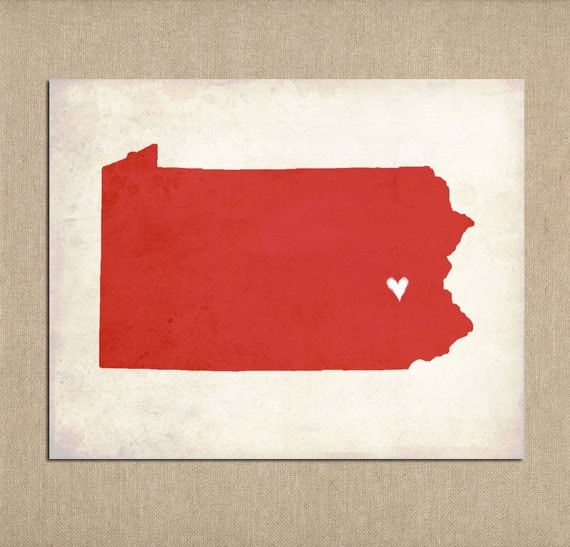 Pennsylvania Love State Customizable Art Print