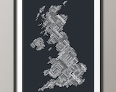 Great Britain UK City Text Map, Art Print 12x16 inch (304)