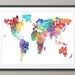 Typographic Text Map of the World Map, Art Print 18x24 inch (187)