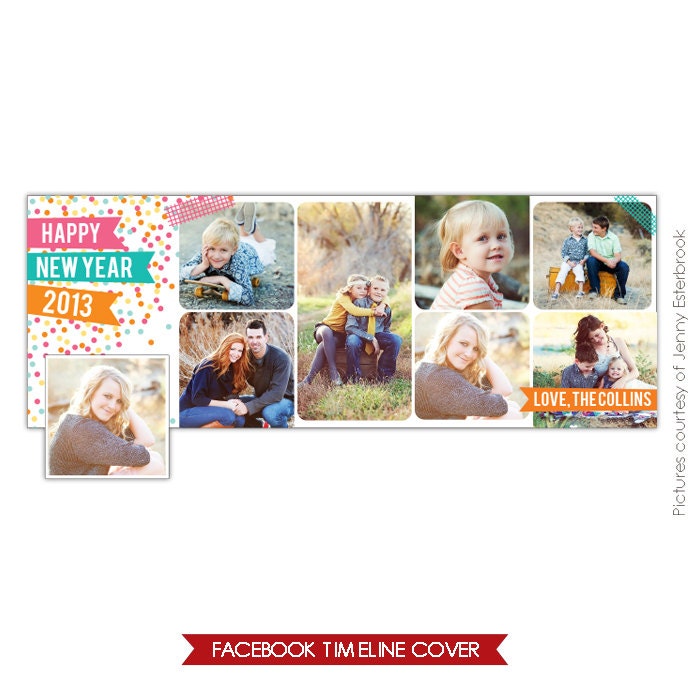INSTANT DOWNLOAD - New Year Facebook timeline cover - Photoshop template - E645