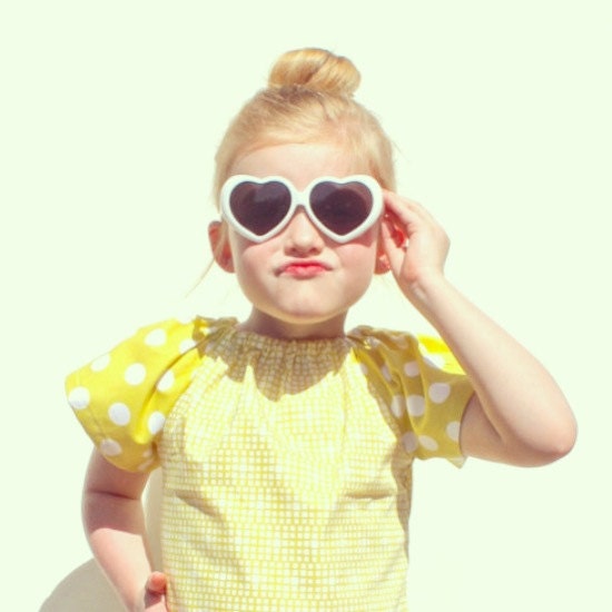 Citron Pattern and Polka Dot Dress // Summer Dress / Baby Dress / Toddler Dress / Girl Dress