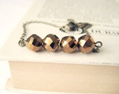Bronze Bracelet - beaded, simple, antique brass, small bracelet, single strand, delicate, understated