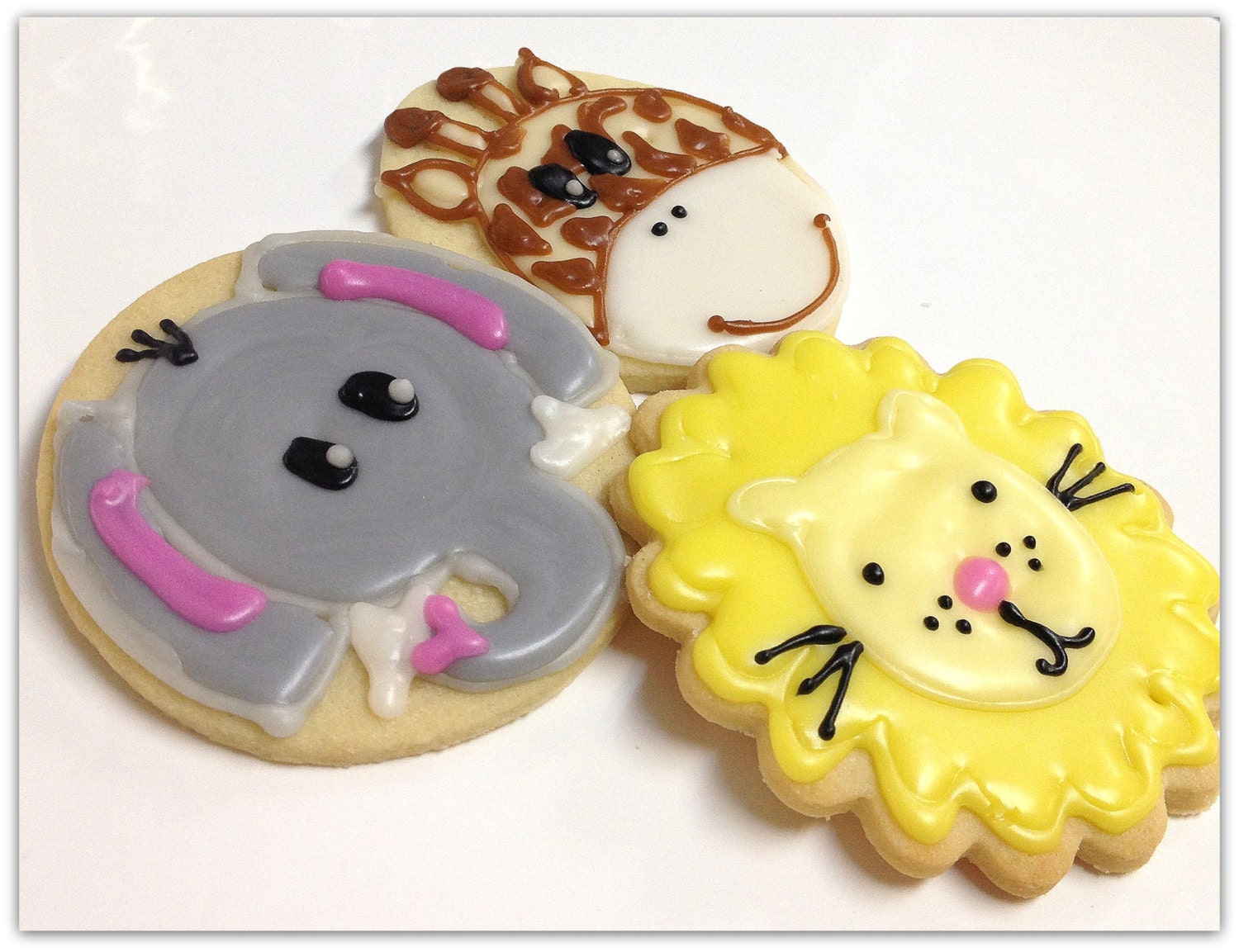 Animal Sugar Cookies Iced Jungle Theme Lion Elephant Giraffe Safari Cookies