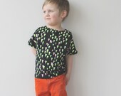Hand Printed Tunic in Neon Green and Pale Pink 'Slalactite' Prink AKA the 'Facemelter'