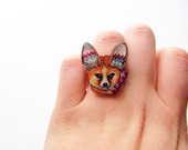 Fennec Fox Ring / Chevron Necklace / Fox / Chevron Animal / Zig Zag  / Colorful / African / Shrink Plastic Jewelry