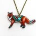 Fox Necklace / Chevron Necklace / Chevron Animal / Zig Zag  / Woodland / Red Fox / Rainbow / Shrink Plastic Jewelry