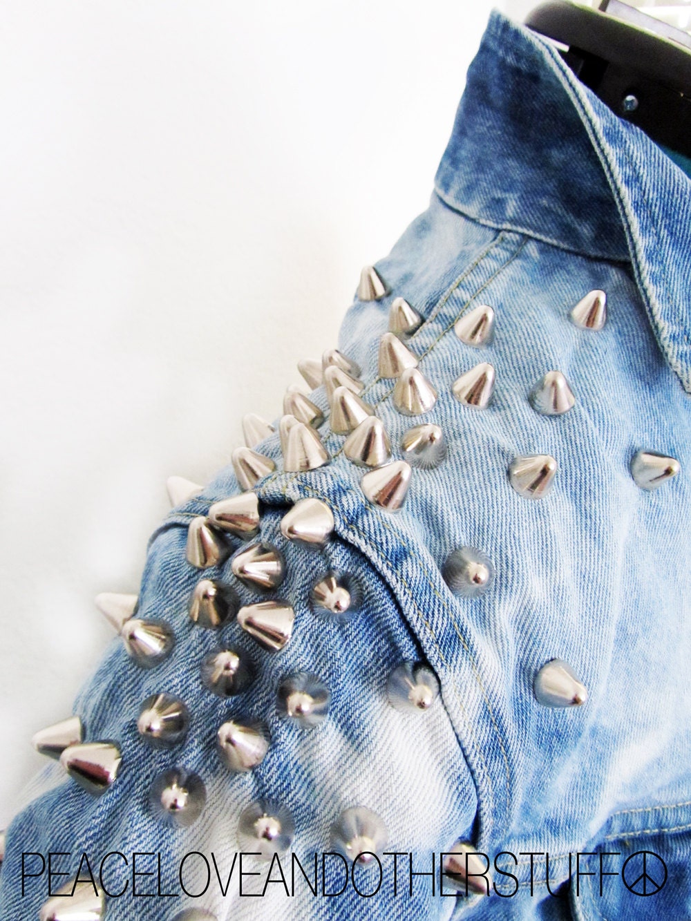 Vintage Acid Wash Studded Denim Jacket