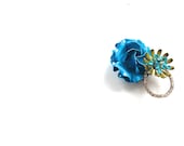 Wedding Flower Brooch Rose Rhinestone Statement PIN in Blue, Turquoise, & Chartreuse Jewelry by ZiLLAs QuEeN