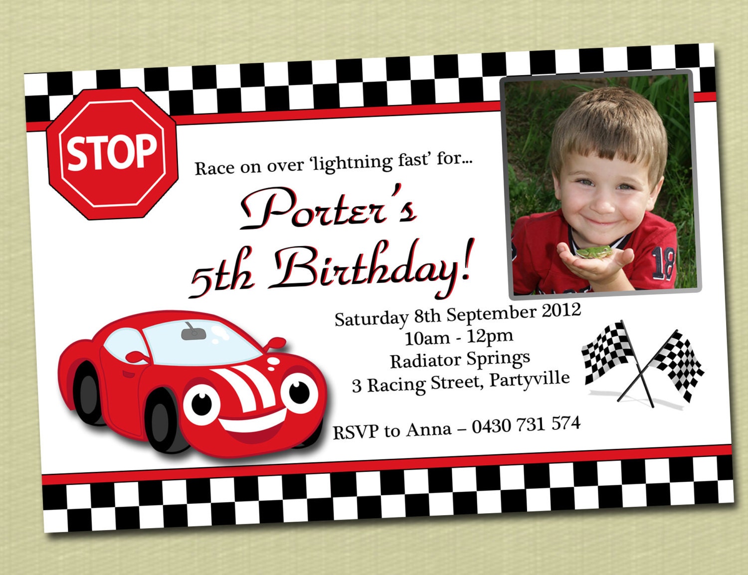 Photo Personalised Racecar Birthday Invitations - You Print Il_170x135