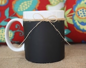 The Original CHALKBOARD & Burlap Coffee Mug - Burlap String - Recycled - Reclaimed - TEACHER GIFT - Wedding - Birthday - Holiday