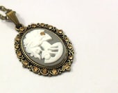 Gothic Lolita Skeleton Lady Necklace with Rhinestones - FastCrawl