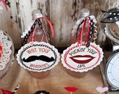 Mustache (plus) Lips (equals) Love : Drink Tag Set