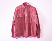 Grungy 80s Slouchy Red Denim Shirt - Unisex