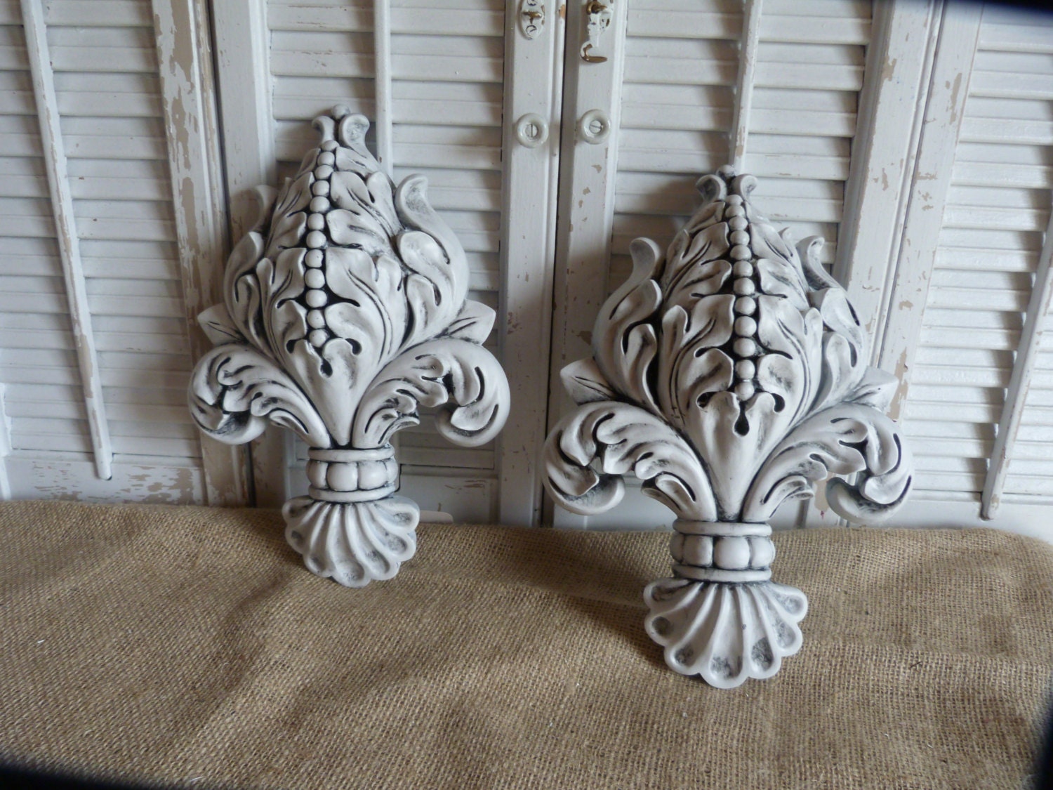 White Fleur De Lis Wall Decor, Wall Hanging, Cottage Chic, Parisian Chic Decor, Wall Art, French country Decor