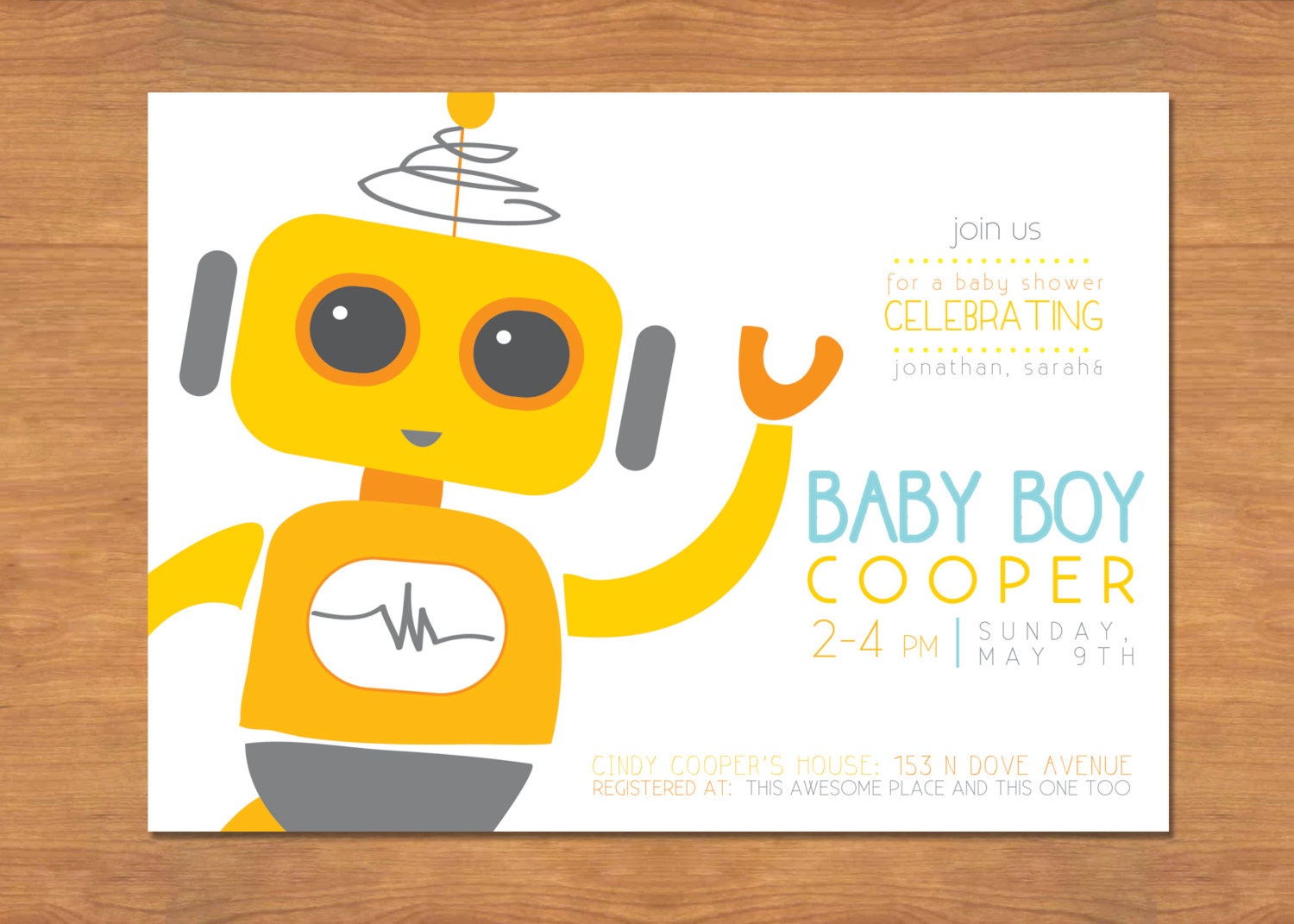 Robot Baby Boy Shower Invitation
