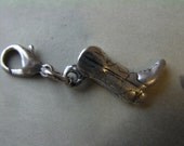 Cowgirl Boot Charm, Antiqued Silver, Lobster Clasp, Backpack Charm, Bag, Purse, Gift Teen, Cowboy, Country Western, Southwestern, Accessory