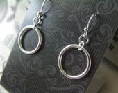 Silver Hoop Dangle Earrings, Circle Jewelry, Bright, Shiny, Handcrafted, Gift for Mom, Woman, Teen Girl, Versatile Style, Trendy, Set Avail.