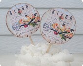 NEW - Bingo Skeleton Key Cupcake Toppers - Set of 10 - Shabby Chic Wedding/Bridal/Shower