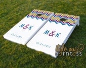 Chevron Monogram - Custom Cornhole / Classy Corntoss / Bag Toss Wedding Game